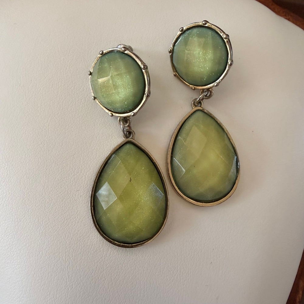 Unbranded Drop Earrings Womens OS Green Faceted Teardrop Dangle Jewelry